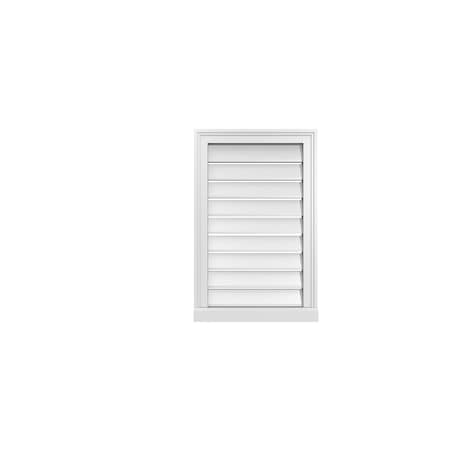 Ekena Millwork Vertical Surface Mount PVC Gable Vent: Functional, w/ 2"W x 2"P Brickmould Sill Frame, 18"W x 28"H GVPVE18X2803SF